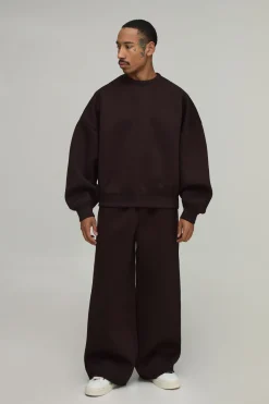 boohooMAN Sweatshirt Scuba Col Rond Oversize À Manches Chauve-souris<Homme Sweats À Capuche Et Sweatshirts|Sweats À Capuche Et Sweats