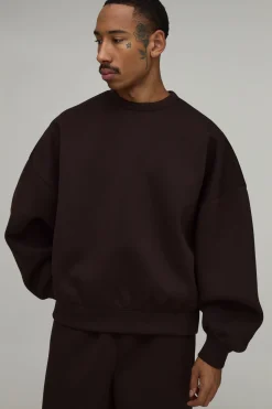 boohooMAN Sweatshirt Scuba Col Rond Oversize À Manches Chauve-souris<Homme Sweats À Capuche Et Sweatshirts|Sweats À Capuche Et Sweats