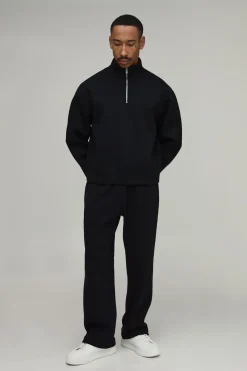 Sweatshirt Scuba Oversize Col Montant Avec Zip 1/4