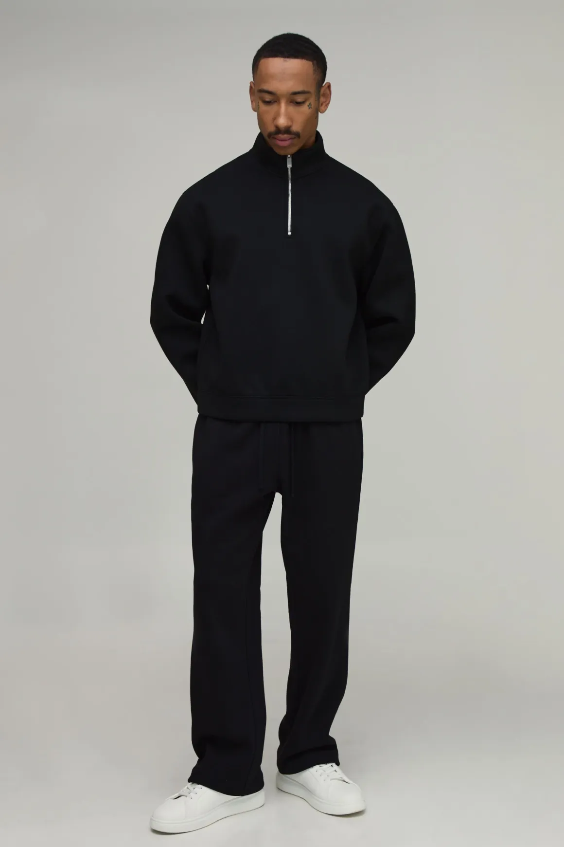 Sweatshirt Scuba Oversize Col Montant Avec Zip 1/4