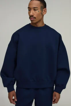 boohooMAN Sweatshirt Scuba Oversize Col Rond Manches Chauve-souris<Homme Sweats À Capuche Et Sweatshirts|Sweats À Capuche Et Sweats