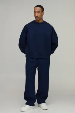 boohooMAN Sweatshirt Scuba Oversize Col Rond Manches Chauve-souris<Homme Sweats À Capuche Et Sweatshirts|Sweats À Capuche Et Sweats
