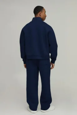 Sweat-shirt Scuba Surdimensionné Col Montant Zippé 1/4 Coupe Ample