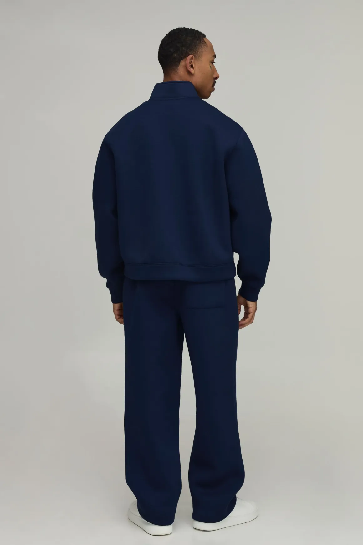 Sweat-shirt Scuba Surdimensionné Col Montant Zippé 1/4 Coupe Ample