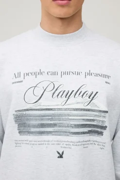 boohooMAN Sweatshirt Surdimensionné Imprimé Magazine Playboy Sous Licence<Homme Sweats À Capuche Et Sweatshirts|Sweats À Capuche Et Sweats