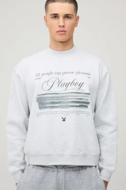 boohooMAN Sweatshirt Surdimensionné Imprimé Magazine Playboy Sous Licence<Homme Sweats À Capuche Et Sweatshirts|Sweats À Capuche Et Sweats