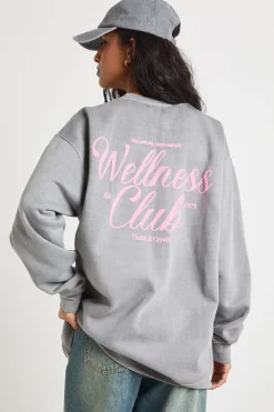 boohoo Sweat-shirt surdimensionné à impression puff Wellness Club<Femme Sweats À Capuche Et Sweats|Athleisure