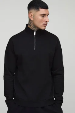 boohooMAN Sweat-shirt tall basique à demi-zip et col enton<Homme Tout Afficher|Sweats À Capuche Tall