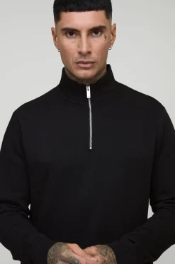 boohooMAN Sweat-shirt tall basique à demi-zip et col enton<Homme Tout Afficher|Sweats À Capuche Tall
