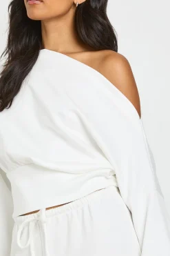 Sweatshirt Toucher Doux À Épaule Dénudée