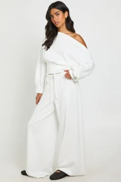 Sweatshirt Toucher Doux À Épaule Dénudée