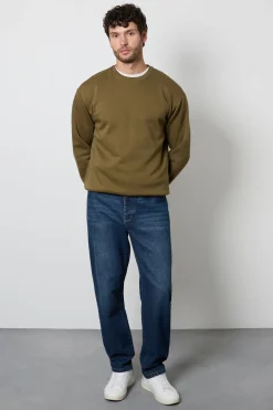 Sweatshirt Vert à Col Rond