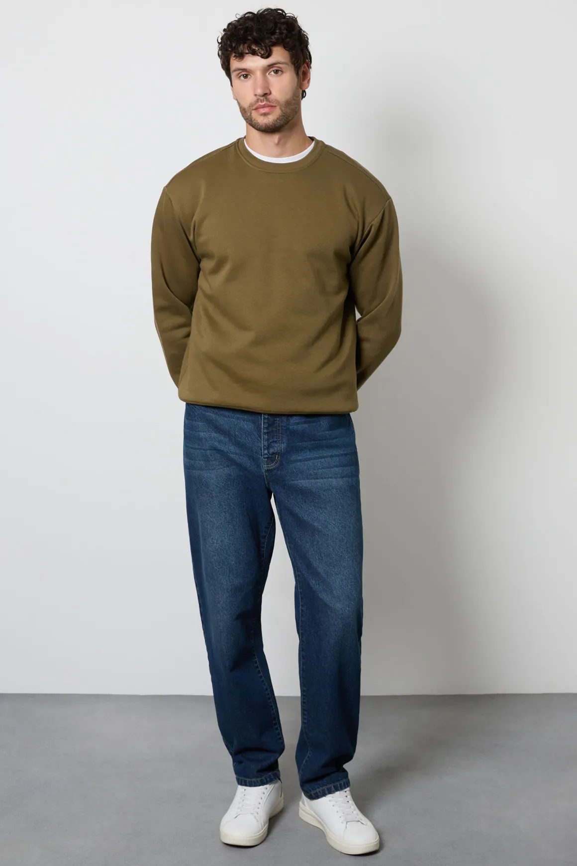 Sweatshirt Vert à Col Rond