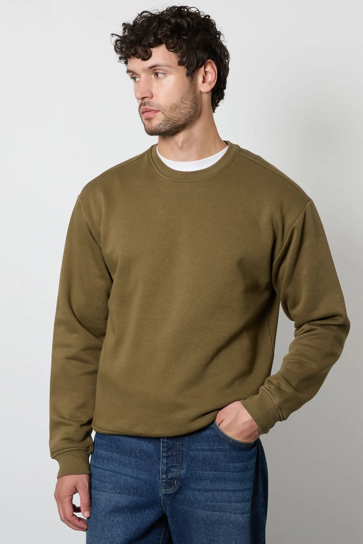 Sweatshirt Vert à Col Rond