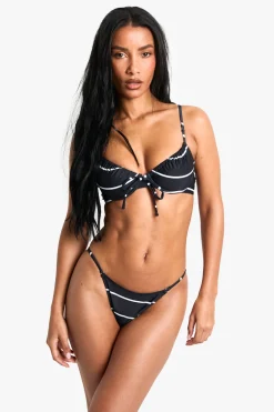 boohoo Swimwear Essentials Brief tanga à rayures<Femme Maillots De Bain|Tenues De Plage