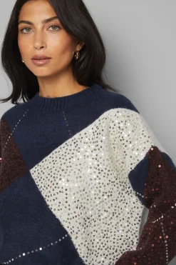 synthétiquell Argyle Oversize Marine