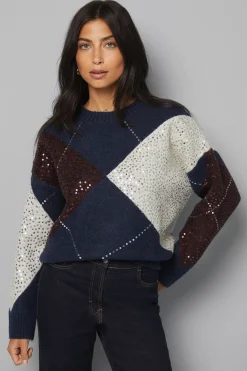 synthétiquell Argyle Oversize Marine