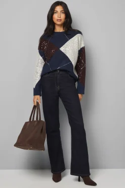 synthétiquell Argyle Oversize Marine