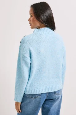 synthétiquell Bleu Pâle à Détails Boutons Torsadé