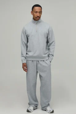 boohooMAN Synthétiquell Col Cheminée À Fermeture Éclair 1/4 Coupe Regular Poids Lourd 480 G/m²<Homme Nouveautés Grande Taille|Tout Afficher