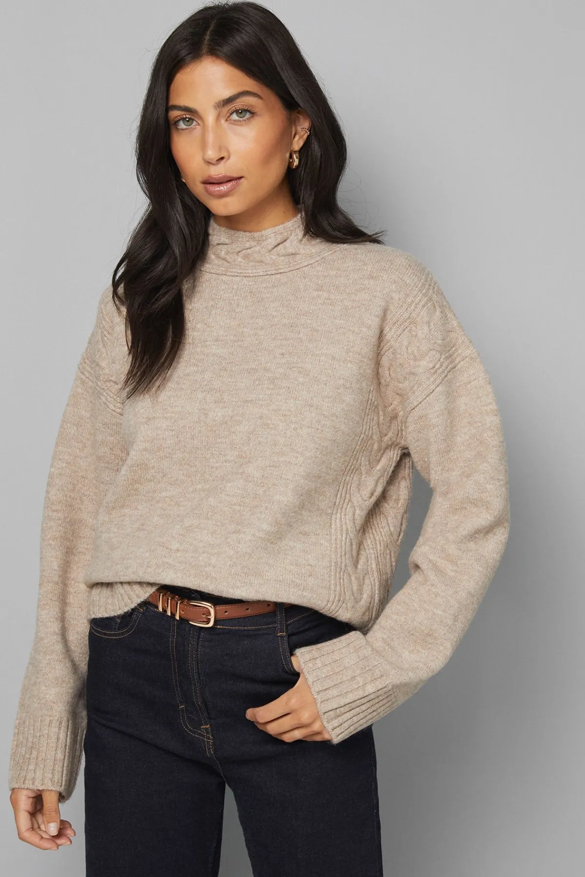 Wallis synthétiquell Col Cheminée à Torsades Placées<Femme Pulls Et Gilets|Toutes Les Mailles