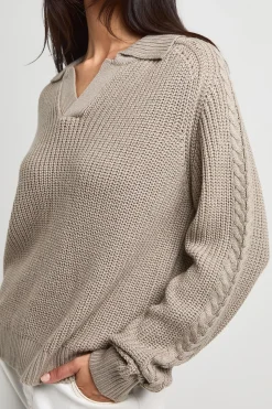 Synthétiquell Col Chemise Encolure En V Maille Épaisse