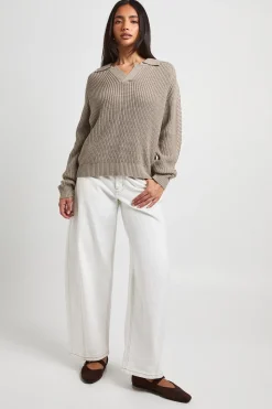 Synthétiquell Col Chemise Encolure En V Maille Épaisse