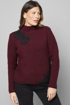 Wallis synthétiquell Col Côtelé avec Détails en Dentelle<Femme Pulls Et Gilets|Toutes Les Mailles