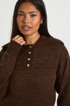 synthétiquell Col Henley Tricoté Grande Taille