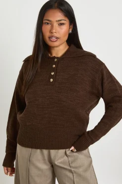 synthétiquell Col Henley Tricoté Grande Taille