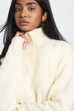 boohoo Synthétiquell Col Montant Avec Détail Bouton<Femme Pulls Et Gilets|Toutes Les Mailles
