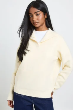 boohoo Synthétiquell Col Montant Avec Détail Bouton<Femme Pulls Et Gilets|Toutes Les Mailles
