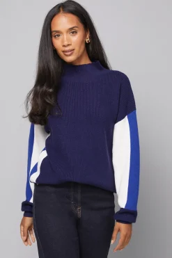 Wallis synthétiquell Col Montant Côtelé à Blocs de Couleur<Femme Pulls Et Gilets|Toutes Les Mailles