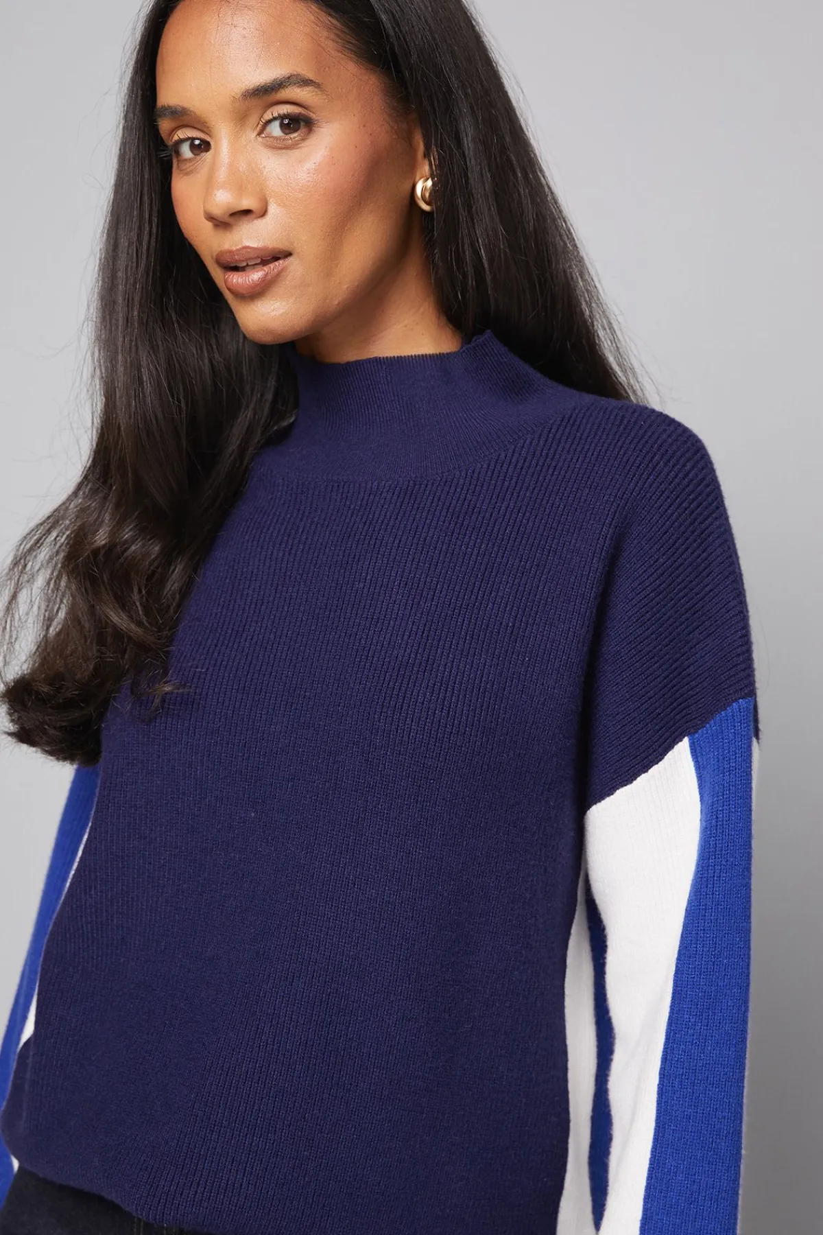 Wallis synthétiquell Col Montant Côtelé à Blocs de Couleur<Femme Pulls Et Gilets|Toutes Les Mailles