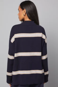 Wallis synthétiquell Col Montant à Détails Rayés<Femme Pulls Et Gilets|Toutes Les Mailles