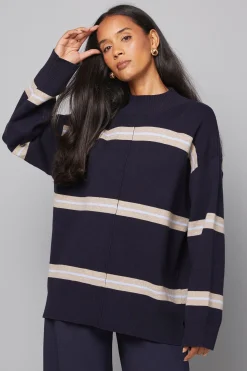Wallis synthétiquell Col Montant à Détails Rayés<Femme Pulls Et Gilets|Toutes Les Mailles
