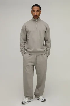 boohooMAN Synthétiquell Col Montant À Fermeture Éclair 1/4 Coupe Regular Poids Lourd<Homme Sweats À Capuche Et Sweatshirts|Sweats À Capuche Et Sweats
