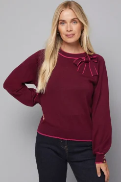 Wallis synthétiquell Col Nœud à Bords Contrastés Petite<Femme Pulls Et Gilets|Toutes Les Mailles