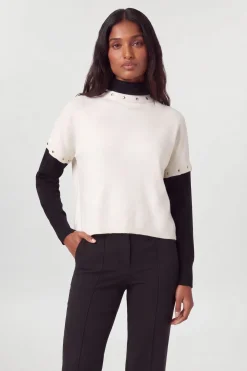 Synthétiquell Col Polo En Cachemire Avec Manches Amovibles À Boutons