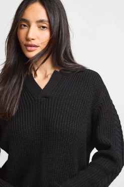 Synthétiquell Col Polo Maille Épaisse Encolure En V