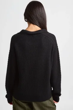 Synthétiquell Col Polo Maille Épaisse Encolure En V