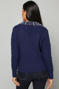 Wallis synthétiquell Col Polo Orné de Câbles Petite Taille<Femme Pulls Et Gilets|Toutes Les Mailles