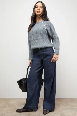 Oasis synthétiquell Col Rond à Détail Boutons Texturé<Femme Pulls Et Gilets|Toutes Les Mailles