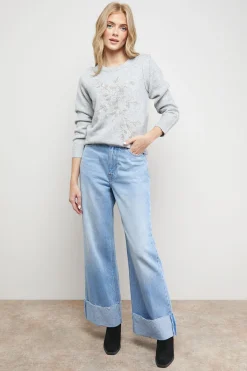 Oasis synthétiquell Col Rond à Détails Floraux et Épaules Côtelées<Femme Pulls Et Gilets|Toutes Les Mailles