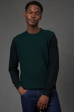 synthétiquell Col Rond Jacquard Vert Foncé