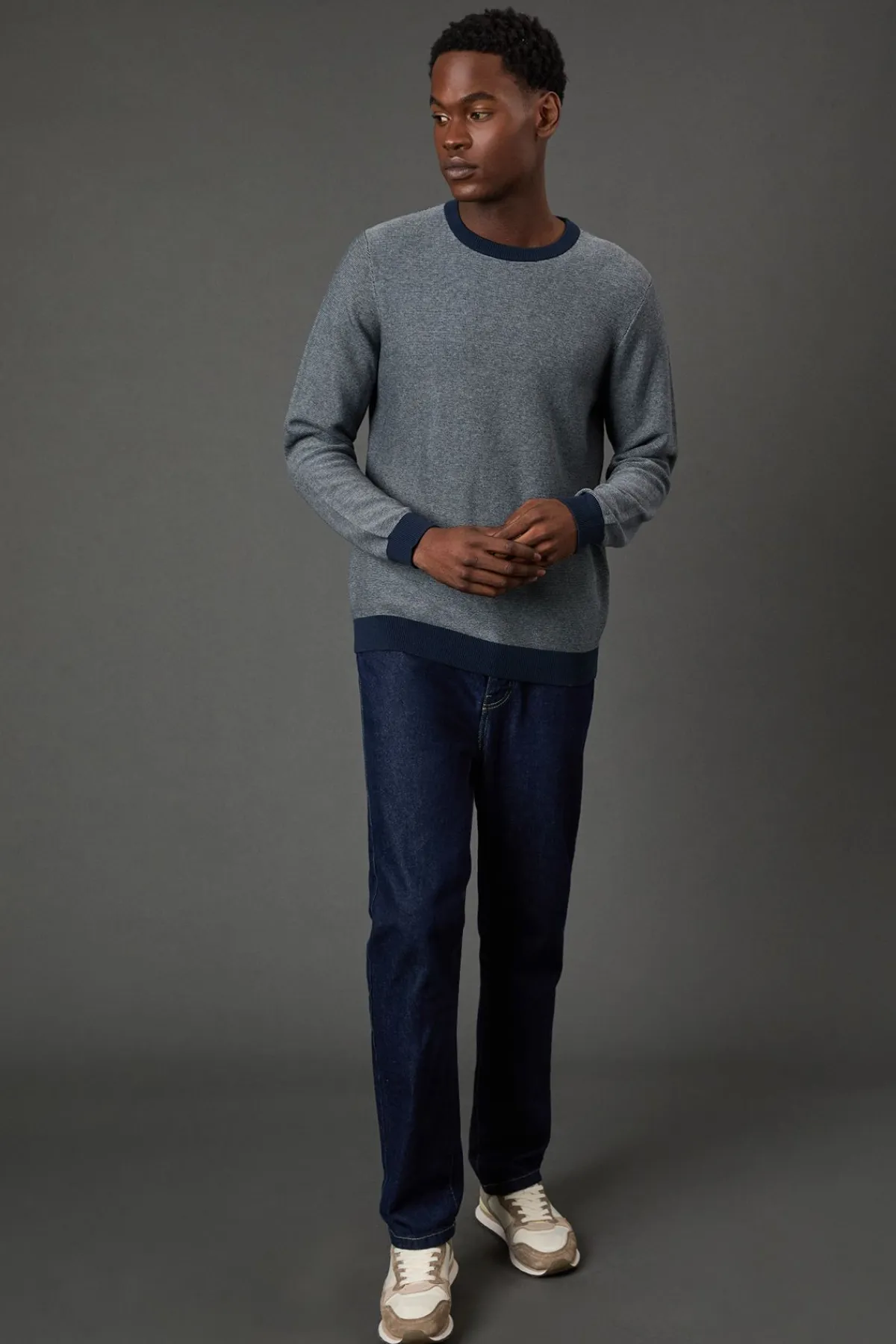 Burton synthétiquell Col Rond Marine Semi-Uni<Homme Maille|Mailles