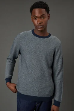 Burton synthétiquell Col Rond Marine Semi-Uni<Homme Maille|Mailles