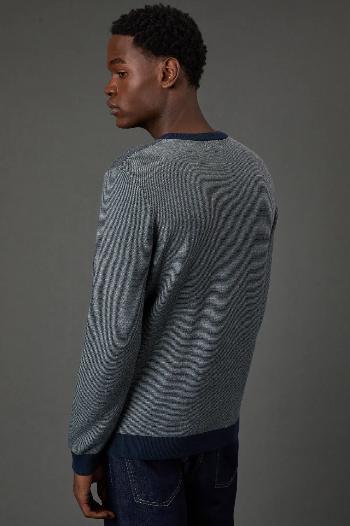 Burton synthétiquell Col Rond Marine Semi-Uni<Homme Maille|Mailles