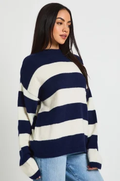 boohoo Synthétiquell Col Rond Rayé en Maille Douce<Femme Pulls Et Gilets|Toutes Les Mailles