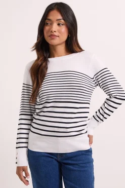 Dorothy Perkins synthétiquell Col Rond à Rayures avec Poignets Boutonnés Petite Taille<Femme Pulls Et Gilets|Toutes Les Mailles